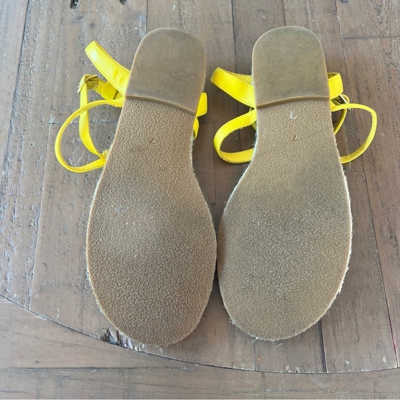 JACK ROGERS Evie Espadrille Sandal Thong Ankle Strap Leather Jute Yellow 7 - Picture 9 of 10